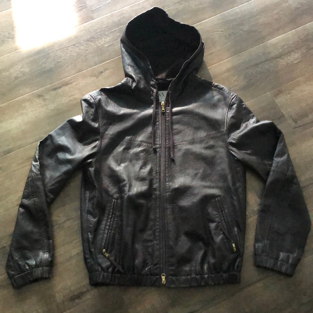 ARMANI EXCHANGE A/X Mens Pleather Hoodie